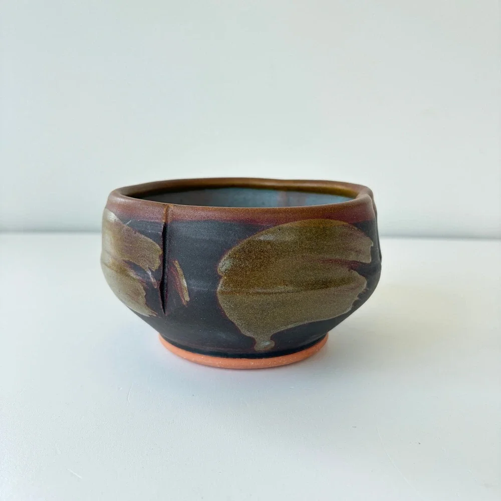 Handmade Studio Pottery Wabi Sabi Lobed Bowl Glaze 5in